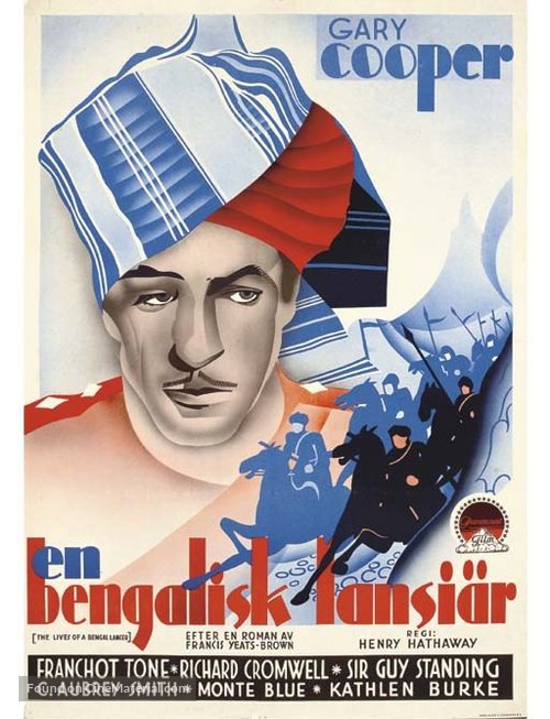 The Lives of a Bengal Lancer - Swedish Movie Poster