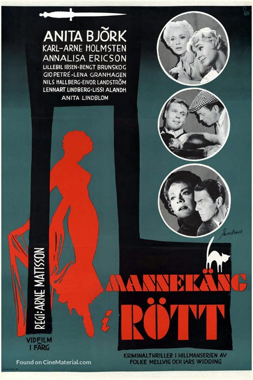 Mannek&auml;ng i r&ouml;tt - Swedish Movie Poster