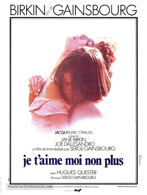 Je t&#039;aime moi non plus - French Movie Poster