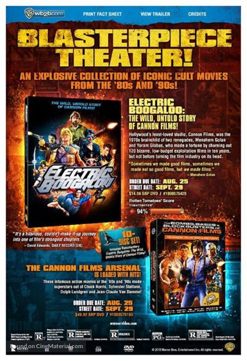 Electric Boogaloo: The Wild, Untold Story of Cannon Films - Video release movie poster