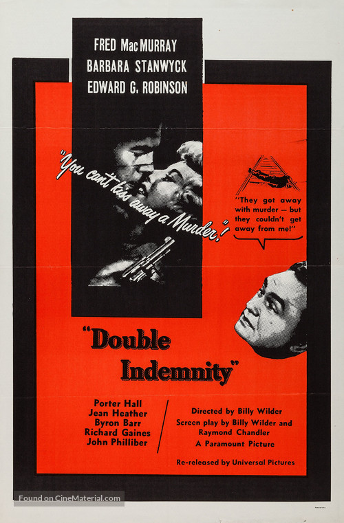 Double Indemnity - Re-release movie poster