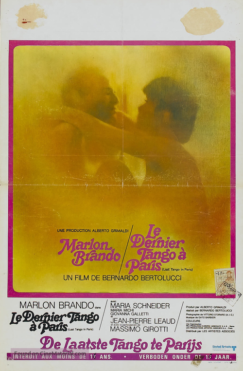 Ultimo tango a Parigi - Belgian Movie Poster