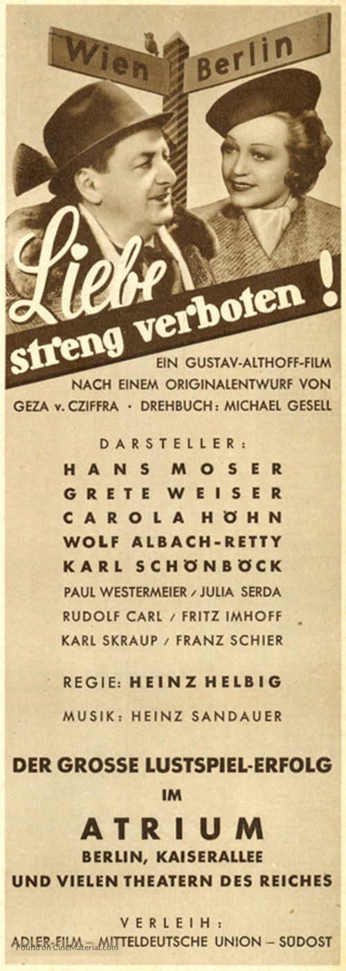 Liebe streng verboten - German poster