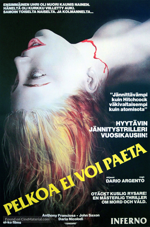 Tenebre - Finnish Movie Poster