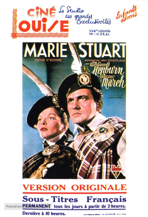 Mary of Scotland - Belgian Movie Poster