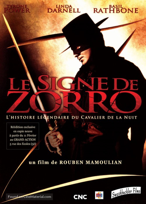 The Mark of Zorro - French Re-release movie poster