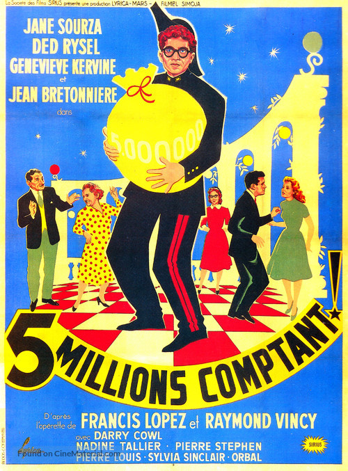 Cinq millions comptant - French Movie Poster