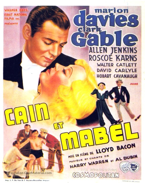 Cain and Mabel - Belgian Movie Poster