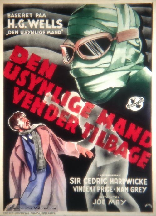 The Invisible Man Returns - Danish Movie Poster