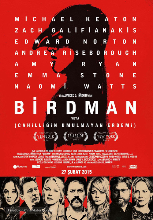 Birdman or (The Unexpected Virtue of Ignorance) - Turkish Movie Poster