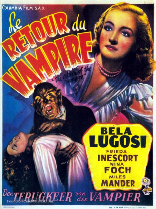 The Return of the Vampire - Belgian Movie Poster