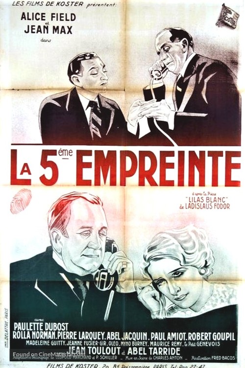 La cinqui&egrave;me empreinte - French Movie Poster