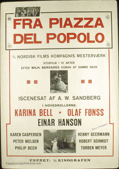 Fra Piazza del Popolo - Danish Movie Poster