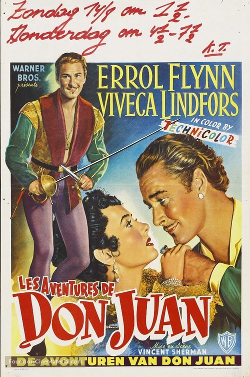 Adventures of Don Juan - Belgian Movie Poster