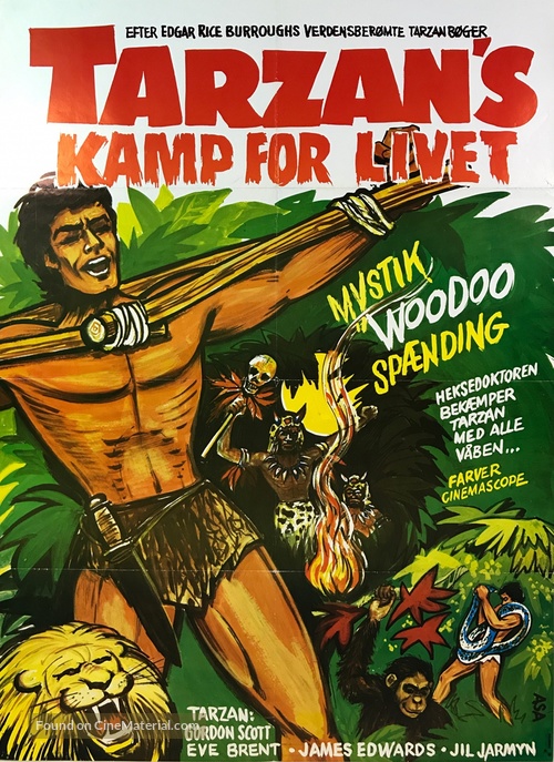 Tarzan&#039;s Fight for Life - Danish Movie Poster
