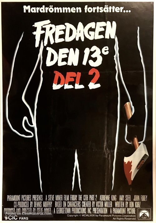 Friday the 13th Part 2 - Swedish Movie Poster