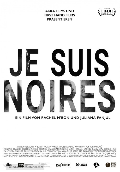 Je Suis Noires - Swiss Movie Poster