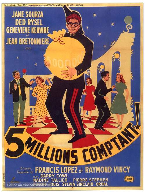 Cinq millions comptant - French Movie Poster