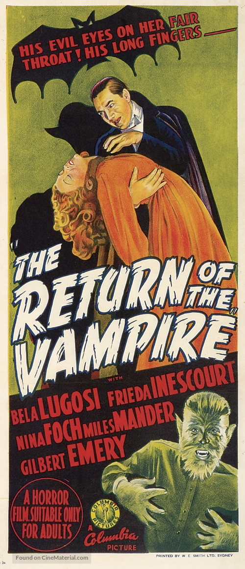 The Return of the Vampire - Australian Movie Poster