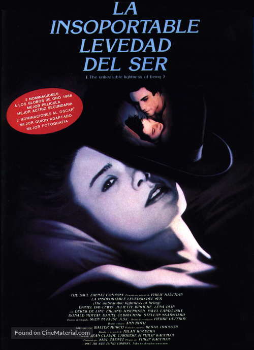 The Unbearable Lightness of Being - Spanish Movie Poster