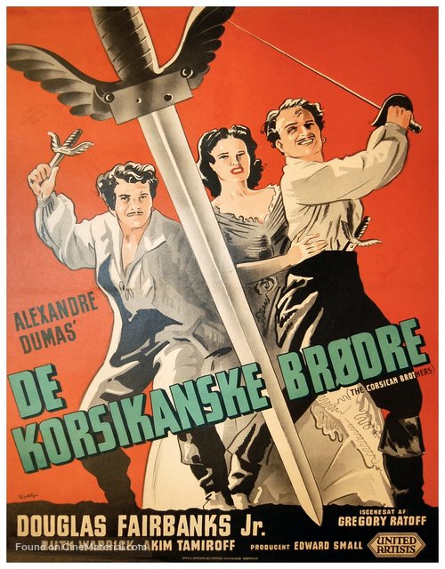 The Corsican Brothers - Danish Movie Poster