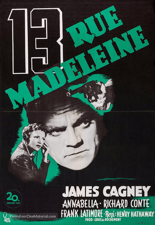 13 Rue Madeleine - Swedish Movie Poster