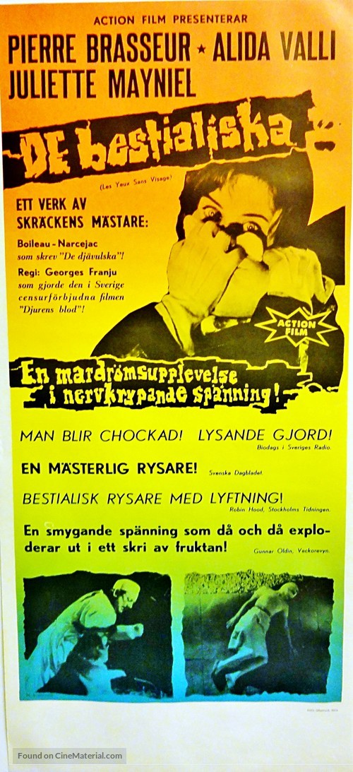 Les yeux sans visage - Swedish Movie Poster
