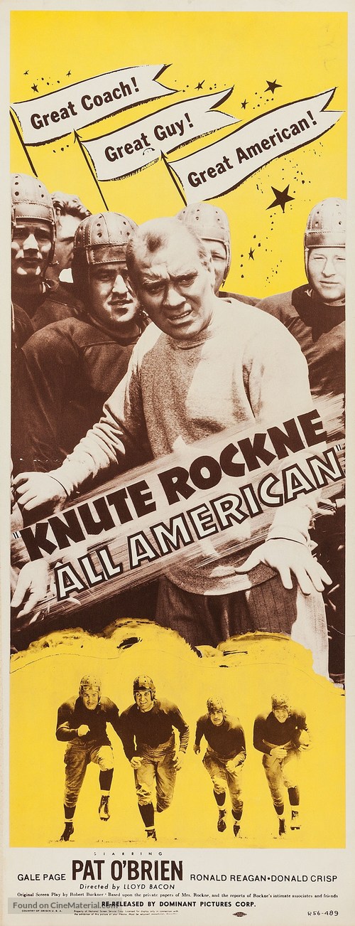 Knute Rockne All American - Re-release movie poster