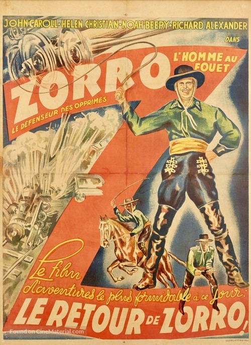 Zorro Rides Again - French Movie Poster