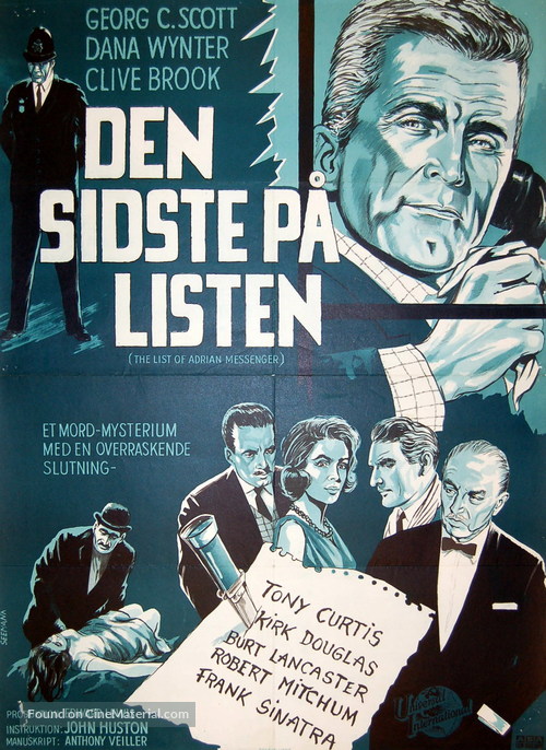 The List of Adrian Messenger - Danish Movie Poster