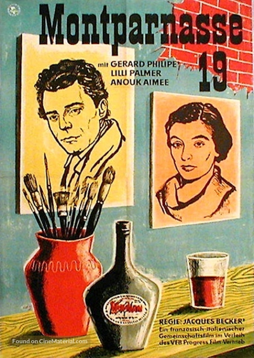 Les Amants de Montparnasse (Montparnasse 19) - German Movie Poster