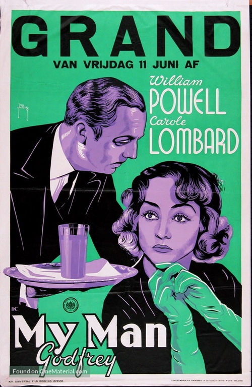 My Man Godfrey - Dutch Theatrical movie poster