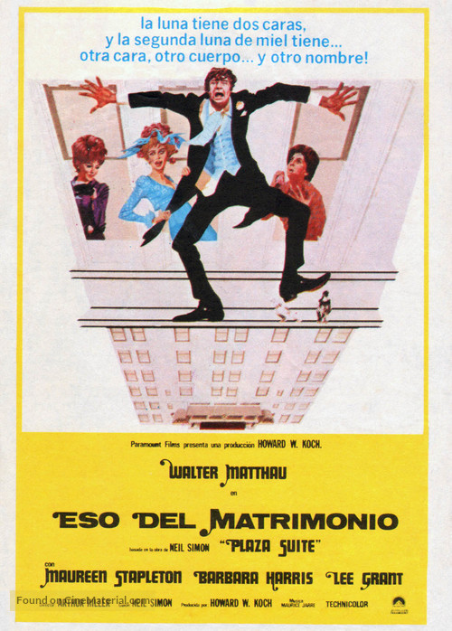 Plaza Suite - Spanish Movie Poster