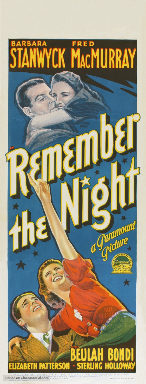 Remember the Night - Australian Movie Poster