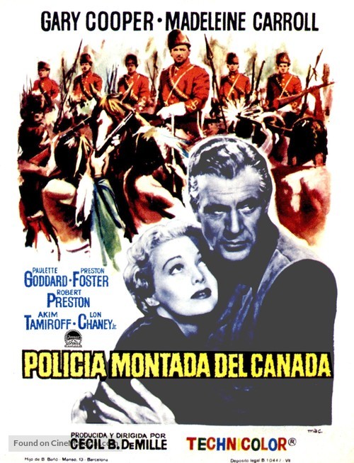 North West Mounted Police - Spanish Movie Poster