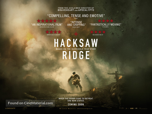 Hacksaw Ridge - British Movie Poster