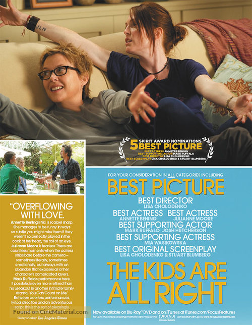 The Kids Are All Right - For your consideration movie poster