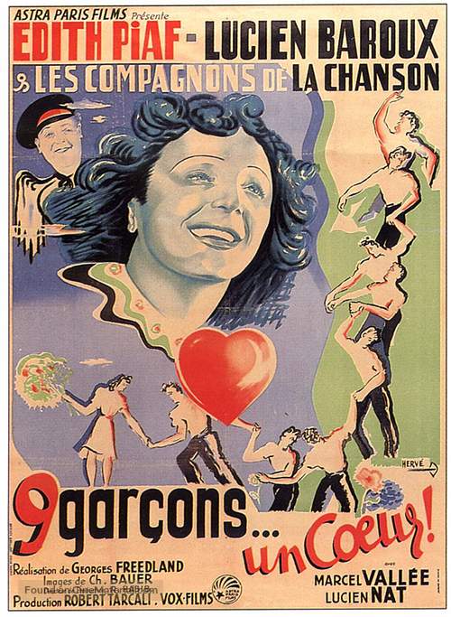 Neuf gar&ccedil;ons, un coeur - French Movie Poster