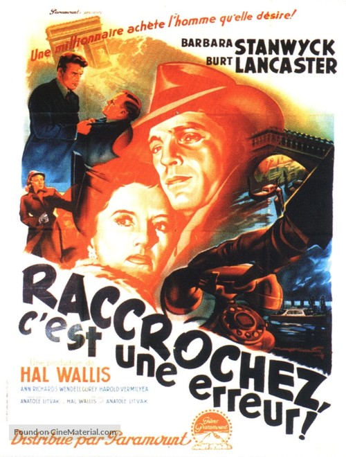Sorry, Wrong Number - French Movie Poster