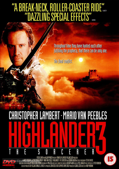 Highlander III: The Sorcerer - British DVD movie cover