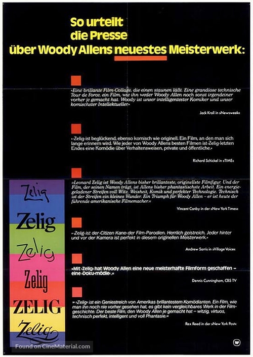 Zelig - German Movie Poster
