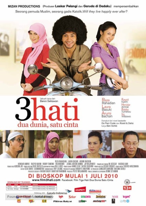 3 hati dua dunia, satu cinta - Indonesian Movie Poster