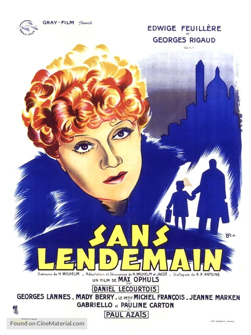 Sans lendemain - French Movie Poster