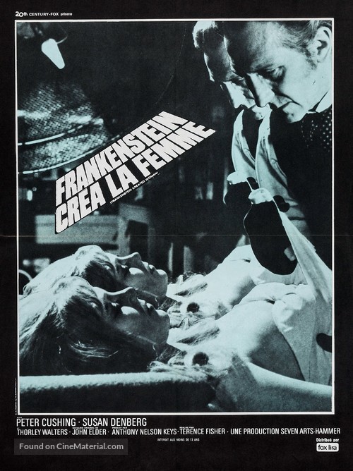 Frankenstein Created Woman - French Re-release movie poster