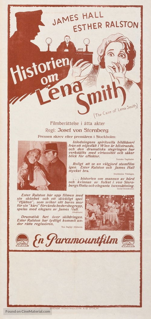 The Case of Lena Smith - Swedish Movie Poster