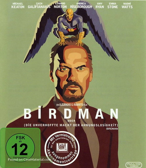 Birdman or (The Unexpected Virtue of Ignorance) - German Blu-Ray movie cover