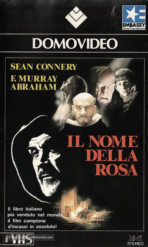 The Name of the Rose - Italian VHS movie cover