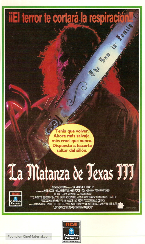 Leatherface: Texas Chainsaw Massacre III - Spanish VHS movie cover