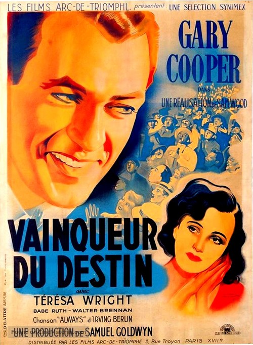The Pride of the Yankees - French Movie Poster