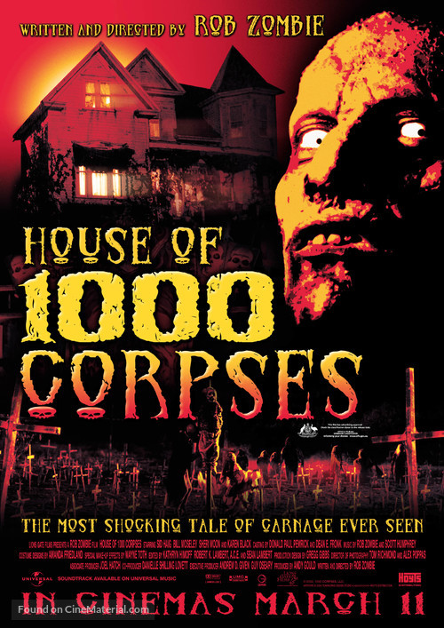 House of 1000 Corpses - Australian Movie Poster